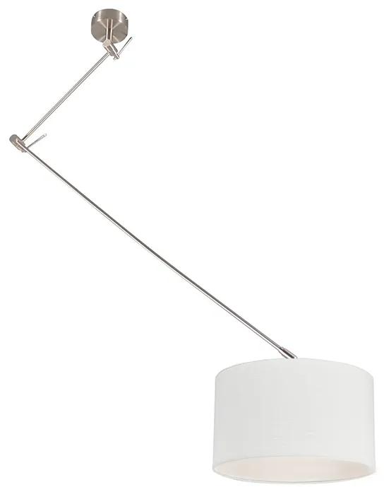 Eettafel / Eetkamer Hanglamp staal met kap 35 cm wit verstelbaar - Blitz Modern E27 rond Binnenverlichting Lamp