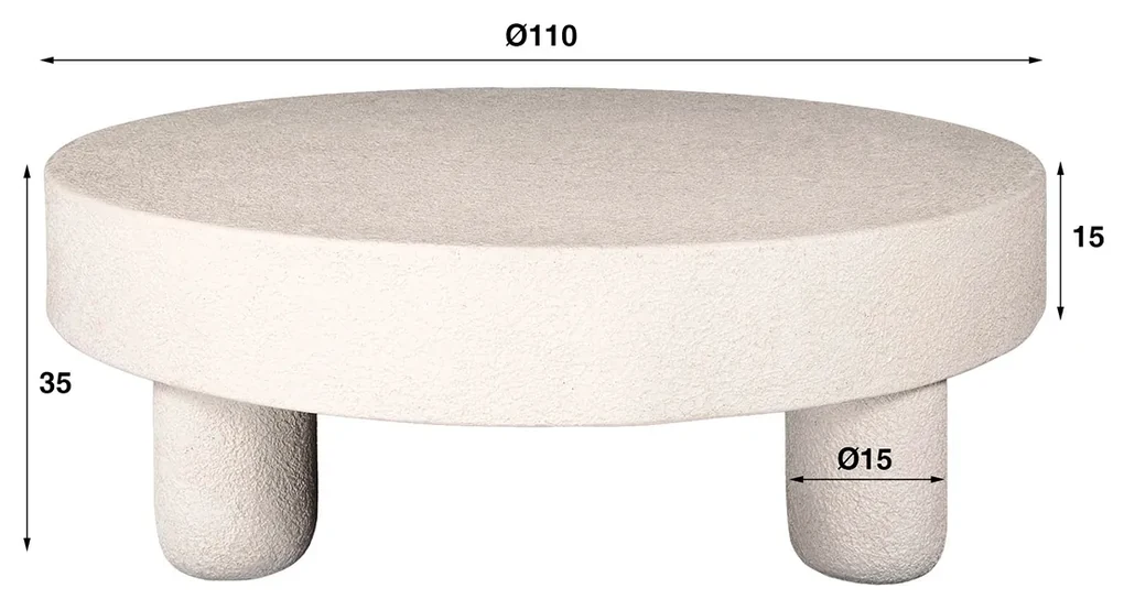 Ronde salontafel hout met zwart marmer | Giani Midnight