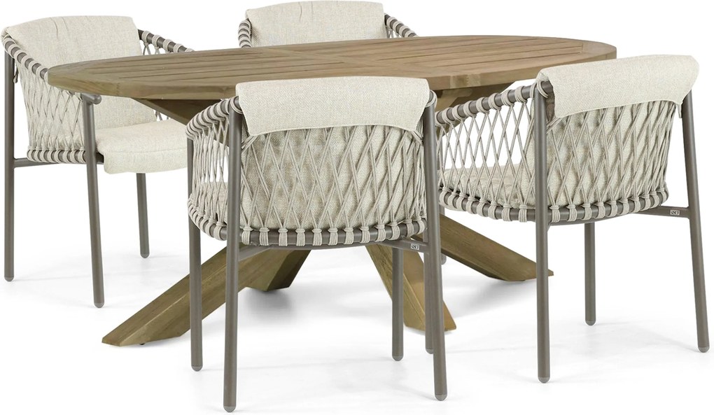 Tuinset 4 personen  Aluminium/rope Taupe 4 Seasons Outdoor Allora/Boston