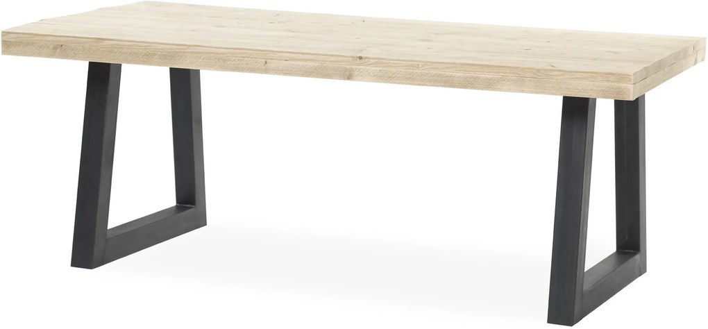 Tafel TROY STEIGERHOUT TRAPEZIUM POOT | 280cm (incl. middenpoot 4x4cm) x 100cm | Transparante Lak