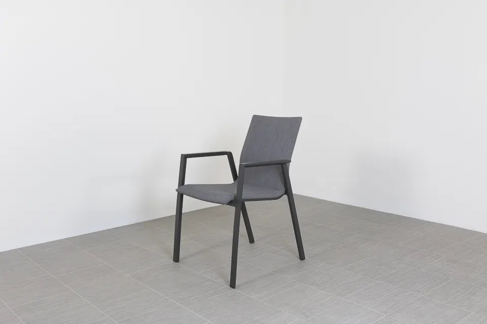 Lima/Alma 6-persoons stapelbare tuinset 160x90 cm. - Antraciet