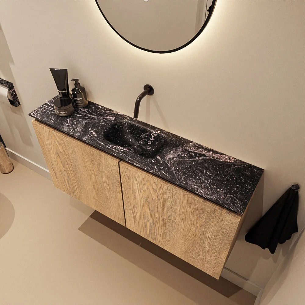 Mondiaz Ture DLux toiletmeubel 100cm washed oak met wastafel lava midden zonder kraangat