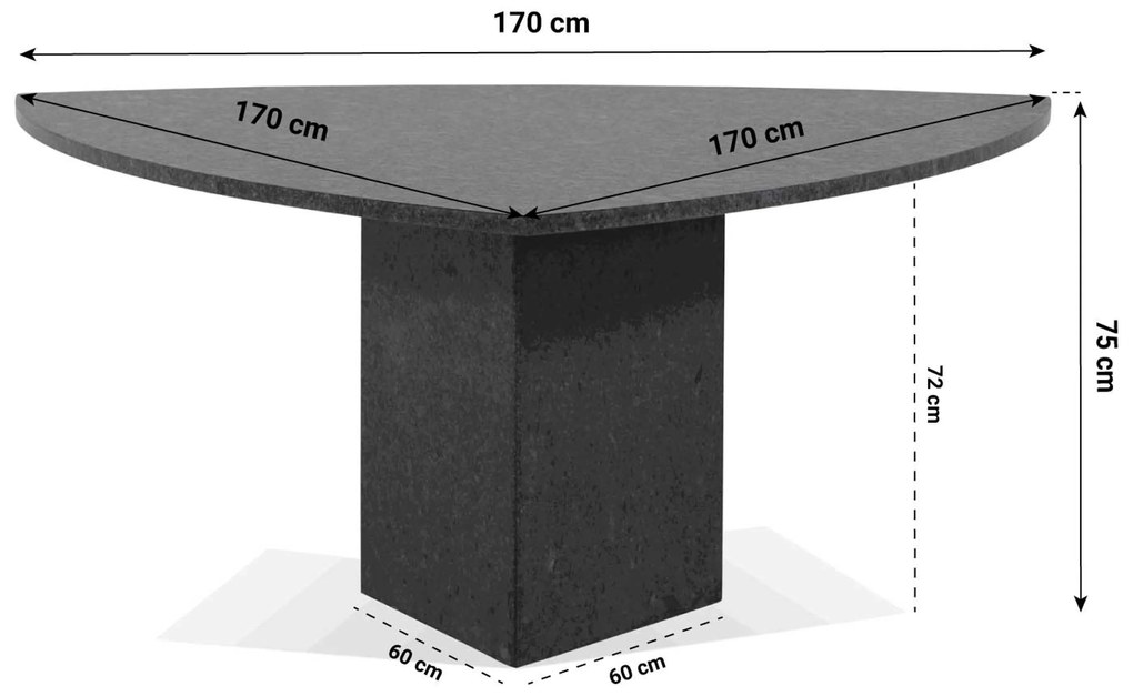 Dining Tuintafel driehoek  170 cm Graniet Grijs