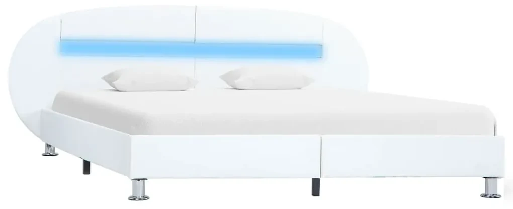 vidaXL Bedframe met LED kunstleer wit 120x200 cm