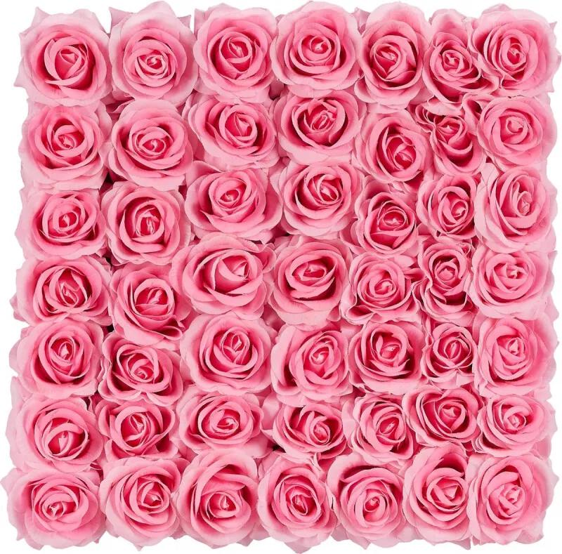 Flowerbox - rozenbox - bloemendoos - decoratie - 49 rozen - kunstbloemen roze