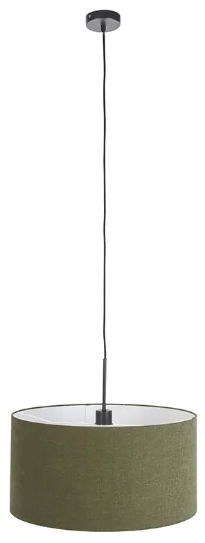 Stoffen Eettafel / Eetkamer Hanglamp zwart met groene kap 50 cm - Combi 1 Modern E27 rond Binnenverlichting Lamp
