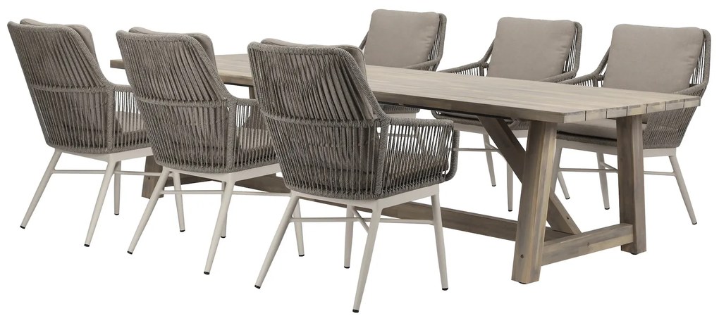 Tivoli Ravello dining tuinset 250x100xH76 cm 7 delig rope acacia