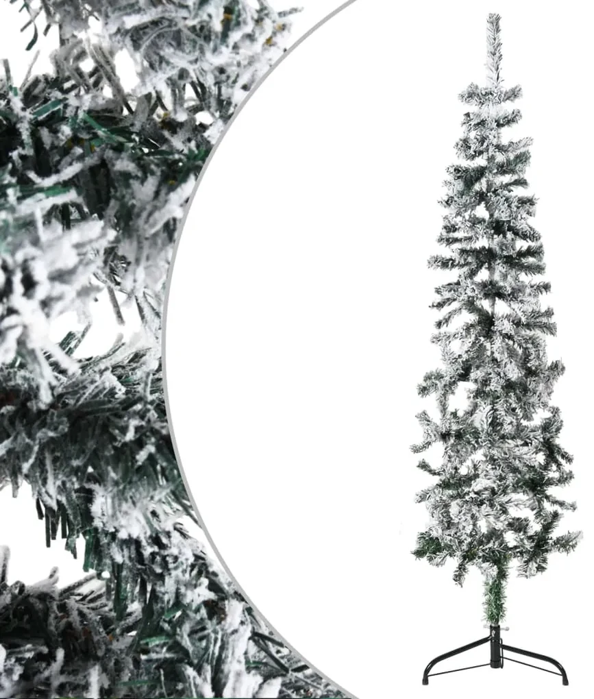 vidaXL Kunstkerstboom half met sneeuw smal 120 cm