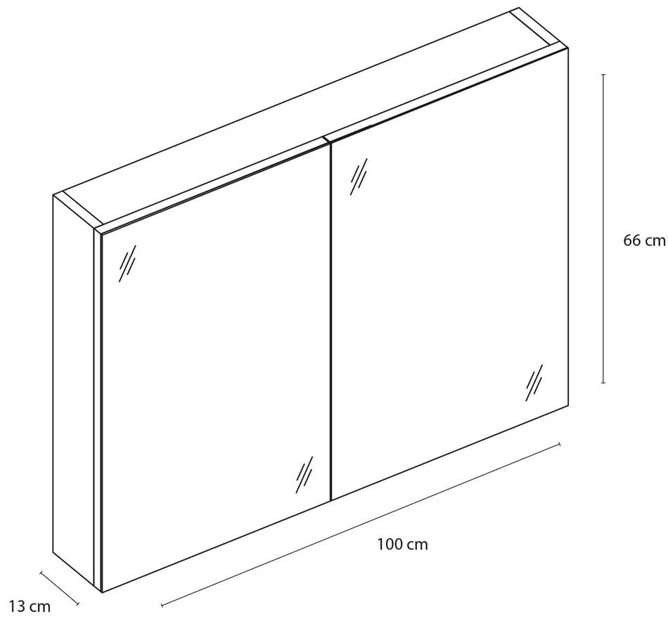 Differnz Somero spiegelkast 100cm hoogglans wit