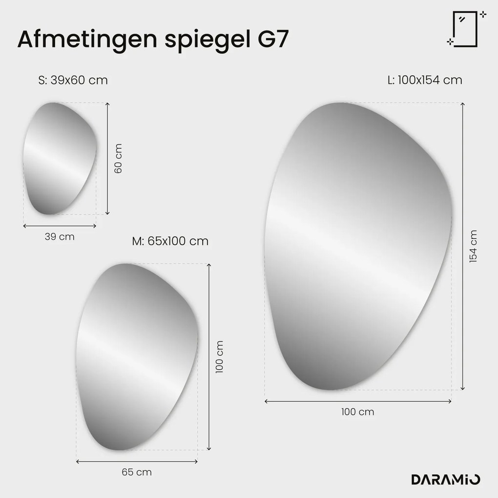 Kiezelvormige spiegel met LED-verlichting G7