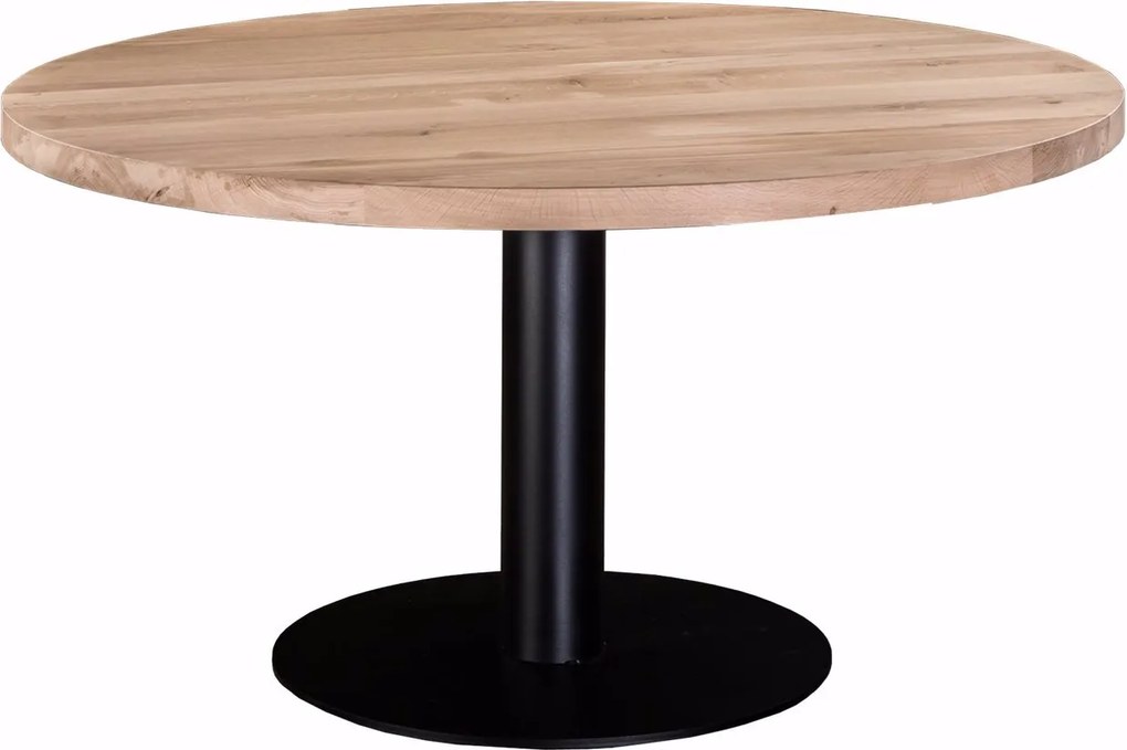 Ronde eikenhouten eettafel O-poot