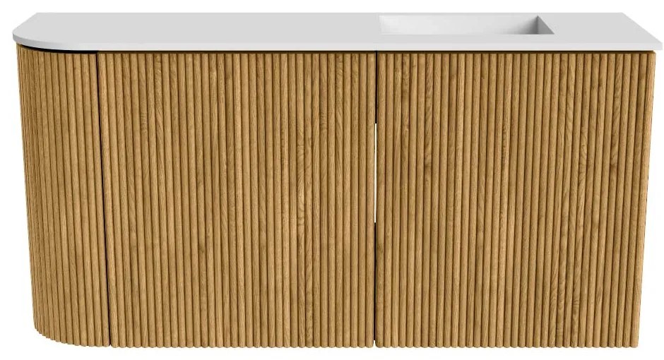 Mondiaz Joya 80cm toiletmeubel ronding links oak met wastafel faye rechts zonder kraangat talc