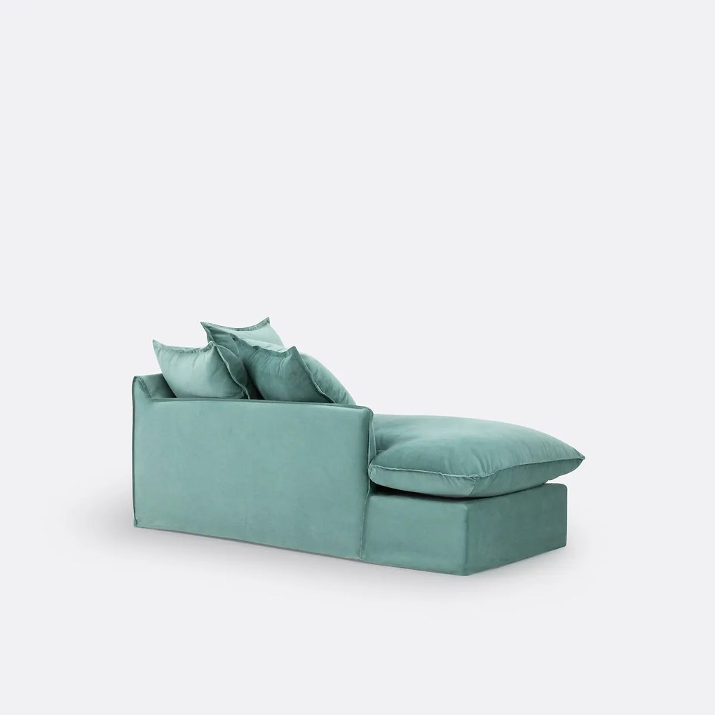 Longchair, links, in fluweel, Odna