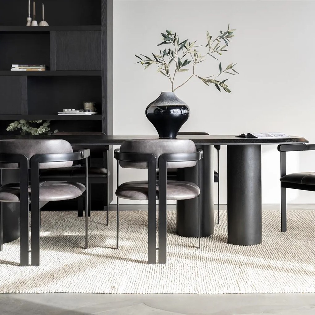 Organische Vorm Eettafel Zwart Hout 300x120 Cm - 300 X 120cm.