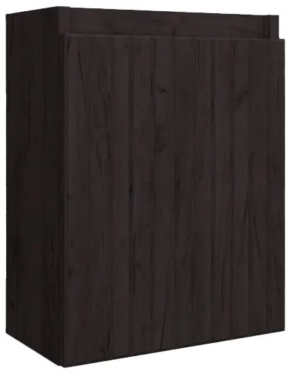 Fontana Alaska toiletmeubel ribbelfront kasteel bruin 40x22cm met solid surface fontein links