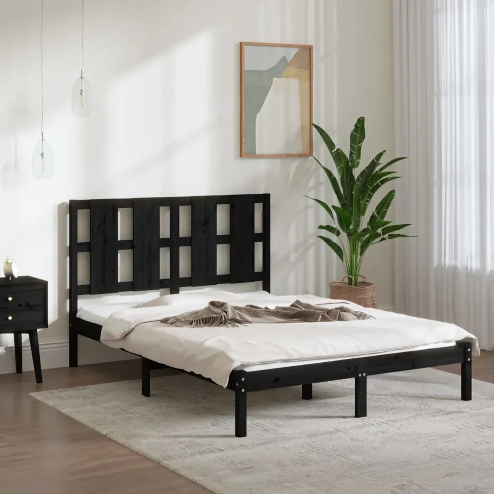 vidaXL Bedframe massief grenenhout zwart 120x200 cm