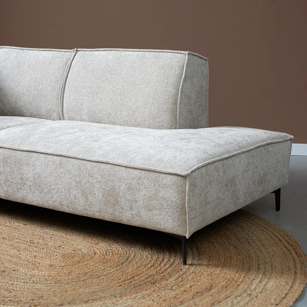 PEPP Interiors River Moderne Hoekbank Beige Stof Ottoman Rechts  Majestic 603
