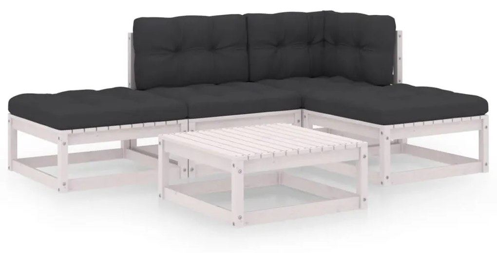 vidaXL 5-delige Loungeset met kussens massief grenenhout