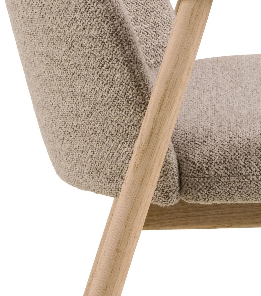 RODERIC Beige Latte (stof Monza 60)/frame geolied eiken - HOUTEN STOEL VOOR WOONKAMER, EETKAMER, KEUKEN RETRO