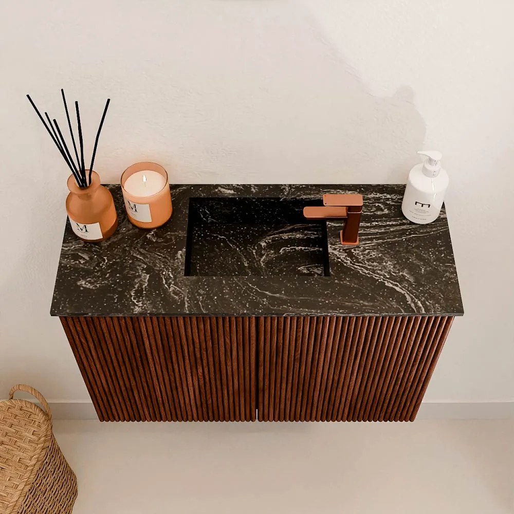 Mondiaz Joya DLux 60cm toiletmeubel ruby met wastafel faye midden 1 kraangat lava
