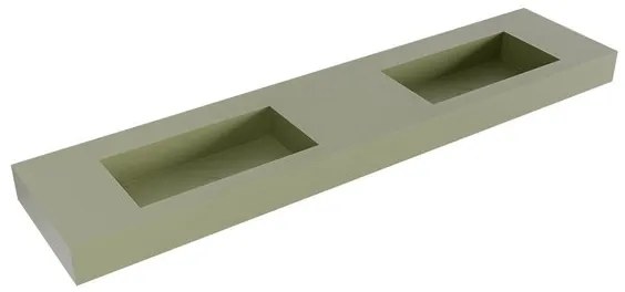Mondiaz ZINK Army vrijhangende solid surface wastafel 200cm dubbel rand 12cm XM49450Army