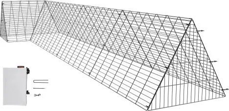 VEVOR Kippentunnel, 400 x 100 x 61,5 cm (L x B x H) Kippenhok voor in de tuin, Draagbare kippentunnels voor buiten met hoekframe, Kippenren, Geschikt voor kippen, eenden, konijnen