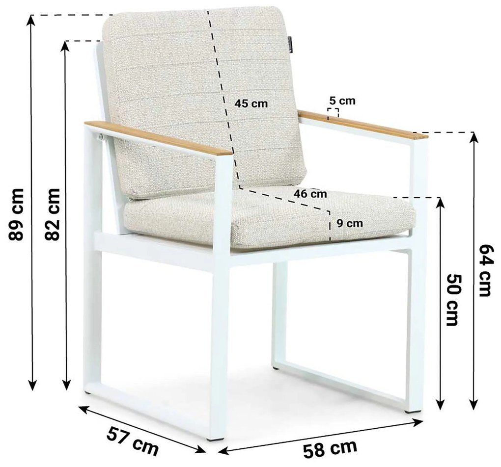 Tuinstoel Aluminium Wit Lifestyle Garden Furniture Faro