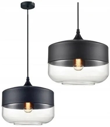 Hangende glazen plafondlamp Zenit D Zwart