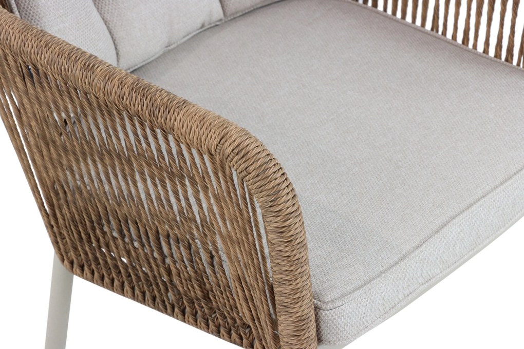 Tuinset Ronde Tuintafel 6 personen 150 cm Rope Taupe  Lifestyle Garden Furniture Marbella/Arancia