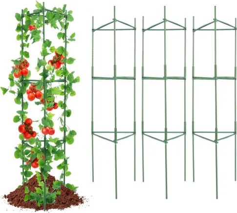 VEVOR 6-pack tomatenkooien voor de tuin, 48-inch tomatenrek voor plantensteunen, stapelbare hoge plantensteunkooi, voor verhoogde bedden, groenten, bloemen en klimplanten