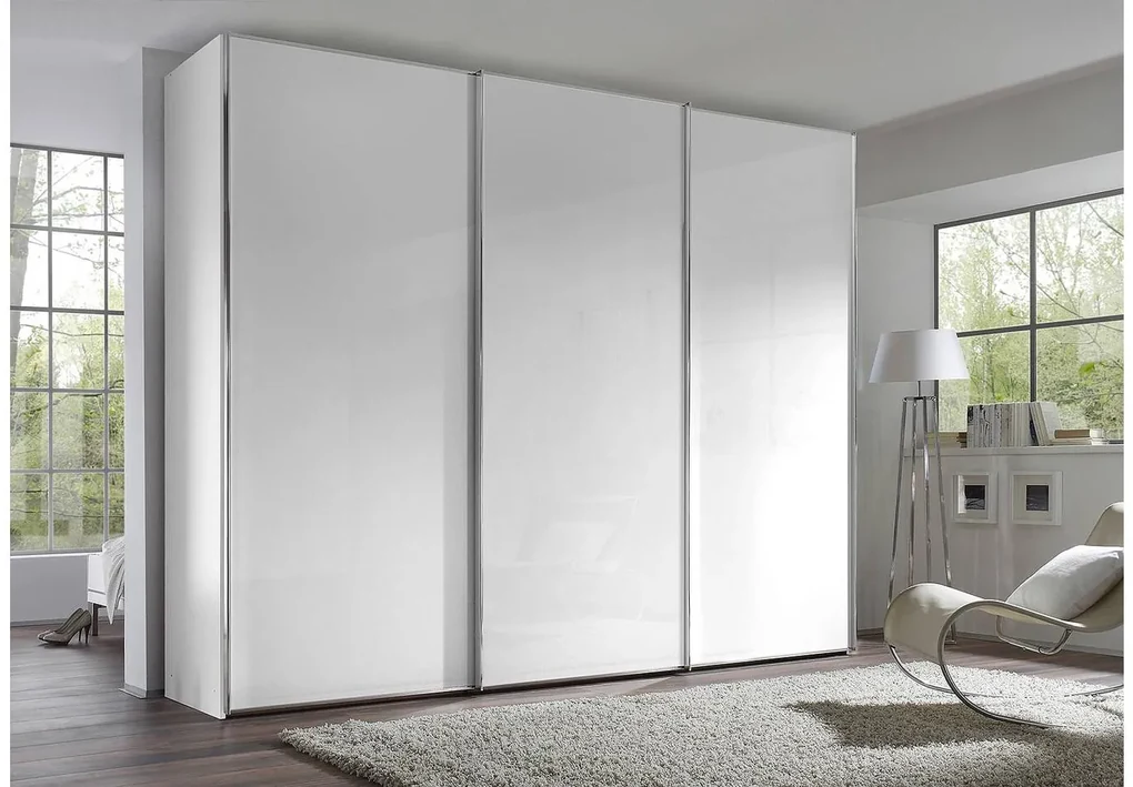 Goossens Kledingkast Big Choice Type 01 163, Slaapkamerkast 280 cm breed, 222 cm hoog, 3 glas schuifdeuren