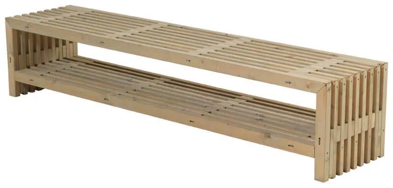 Lattenbank vuren met plank | Rustik Design 218 cm driftwood geverfd