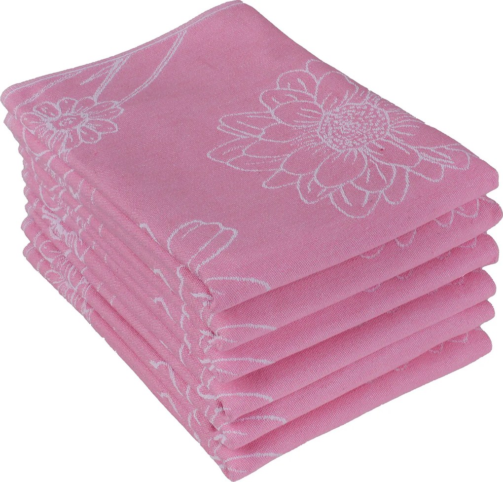 Theedoek bloem – 6 stuks – 50×70 – roze