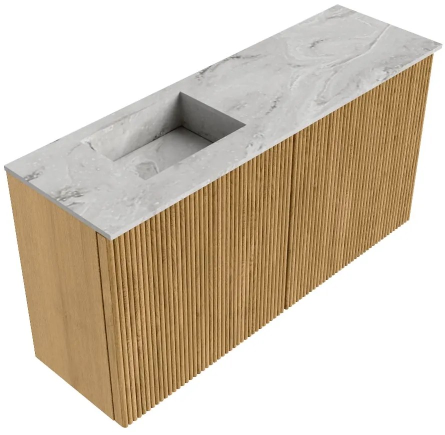 Mondiaz Joya DLux 80cm toiletmeubel oak met wastafel faye links zonder kraangat glace