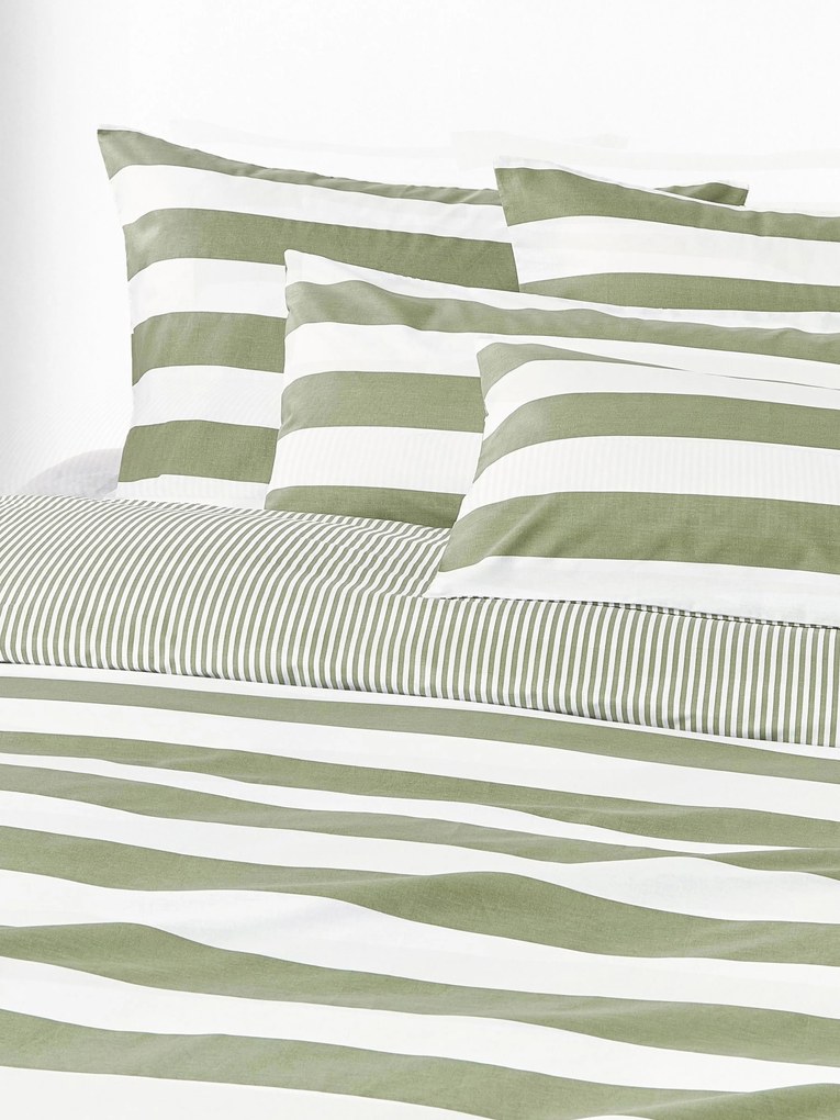 Gestreept katoenen omkeerbaar dekbedovertrek Lorena