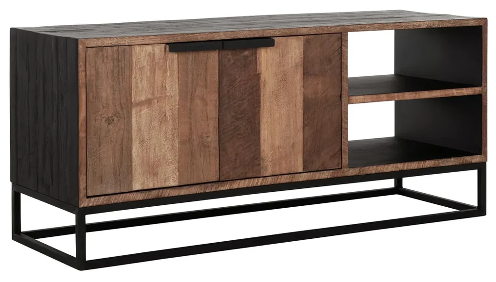 DTP Home Cosmo Tv-meubel Zwart Teak Klein - 125x40x55cm.