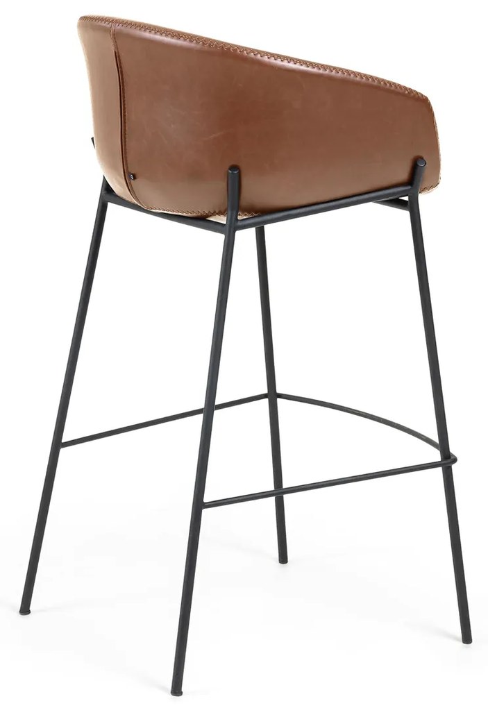 Kave Home Yvette Leren Barkruk Lichtbruin