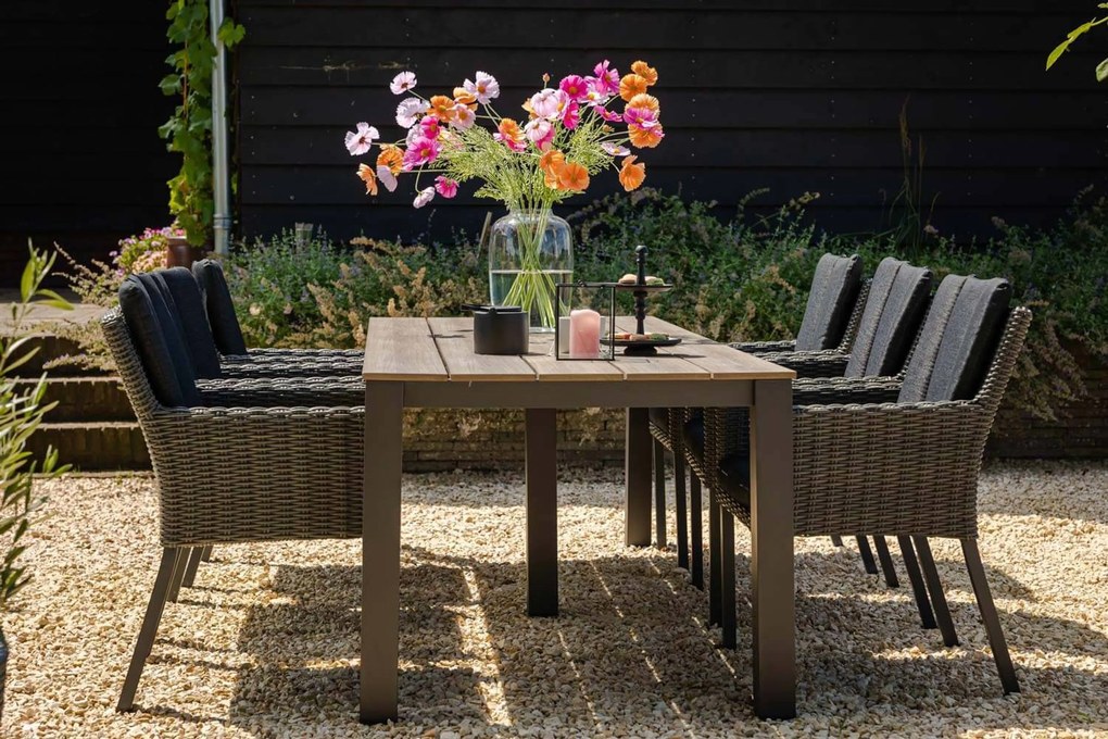 Tuinset 4 personen 180 cm Wicker Grijs Garden Collections Oxbow/Forest