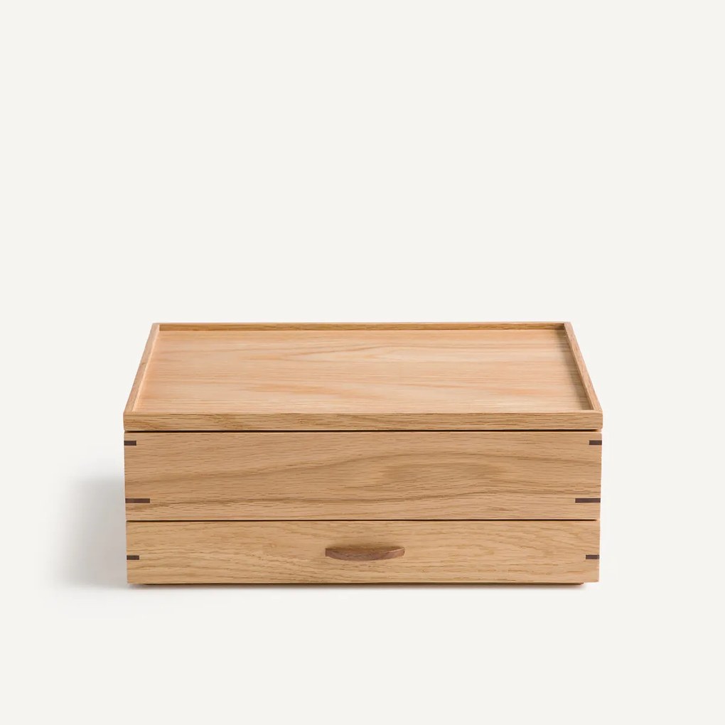 Sieradenkistje in natuurlijk massief eiken, HIBASHI