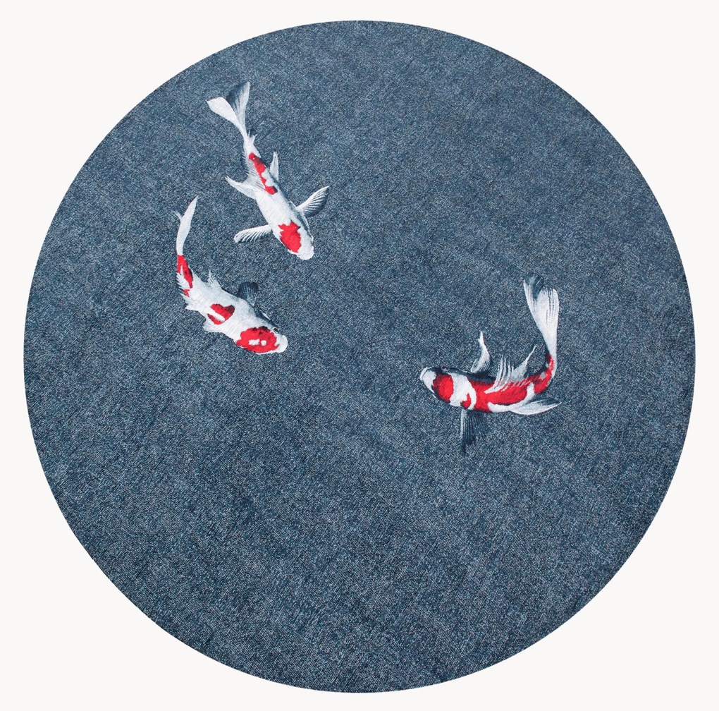 Rond platgeweven jacquard vloerkleed Pop