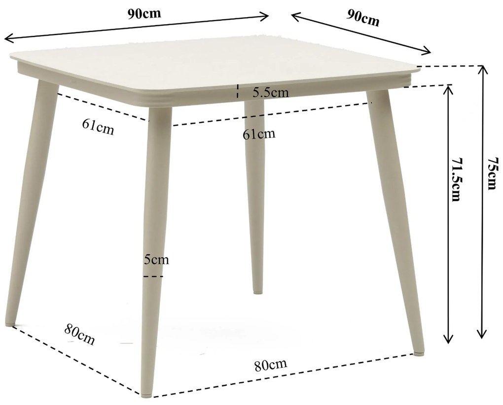 Dining Tuintafel 90 x 90 cm Aluminium Taupe Vienna