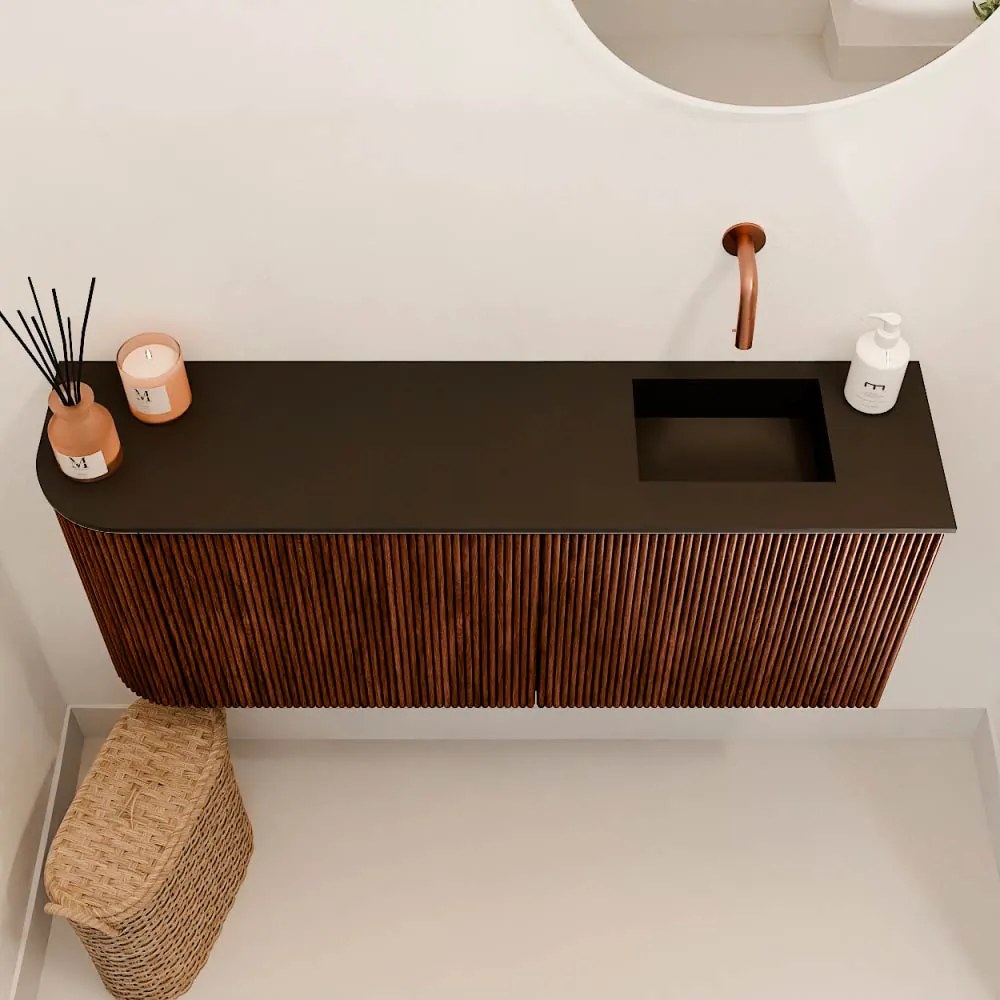 Mondiaz Joya 100cm toiletmeubel ronding links ruby met wastafel faye rechts zonder kraangat urban