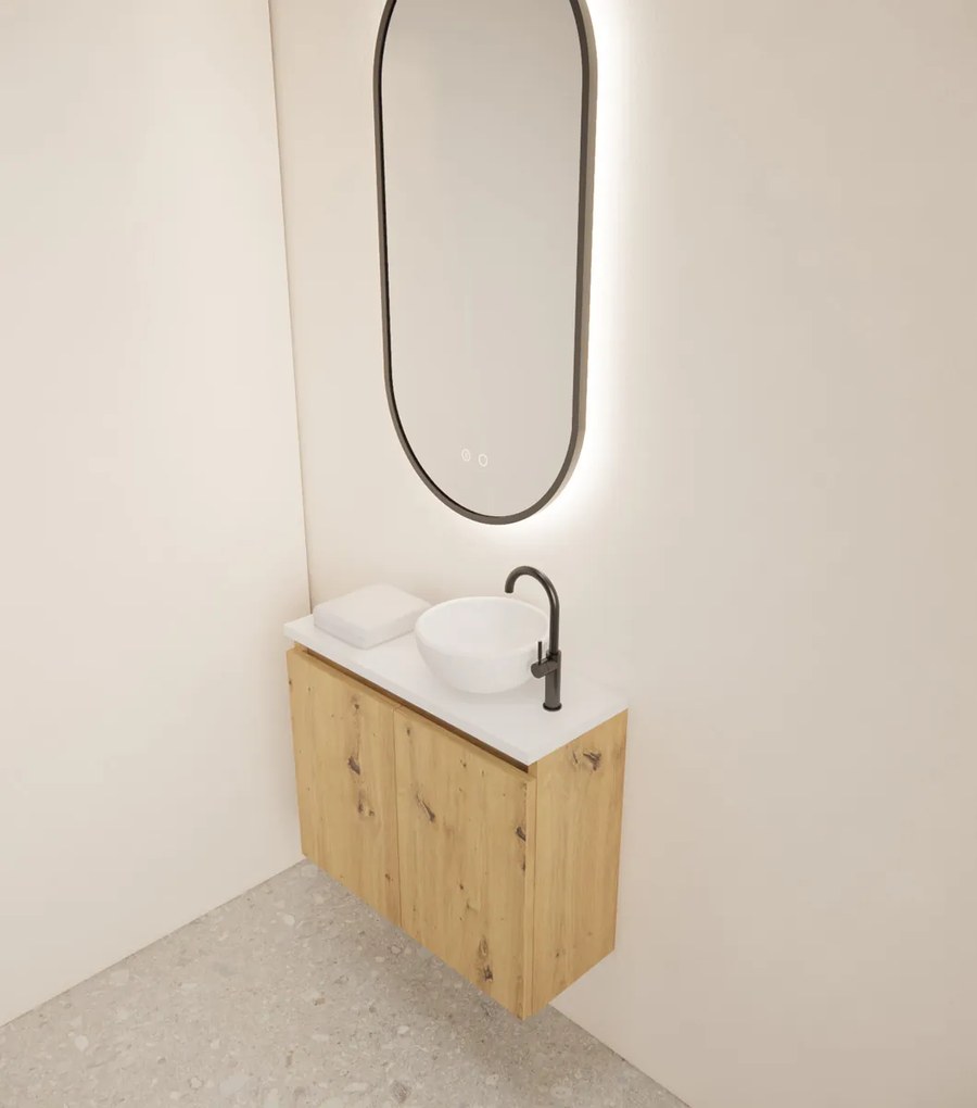 Gliss Design Echo toiletmeubel 60cm artisan eiken met toppaneel wit mat