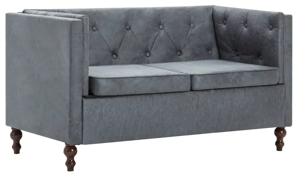 vidaXL Tweezitsbank Chesterfield-stijl stoffen bekleding grijs