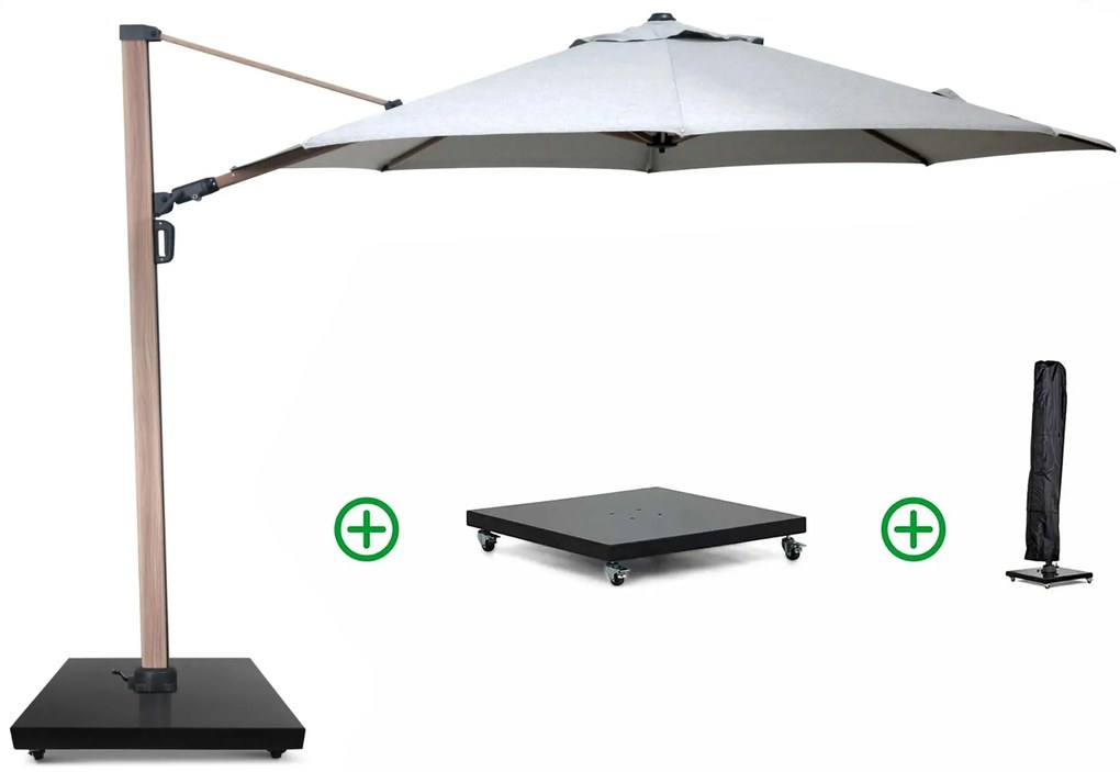 Zweefparasol  3.5m S2 Excellent (incl. voet + hoes) Grijs-antraciet Camello Luna