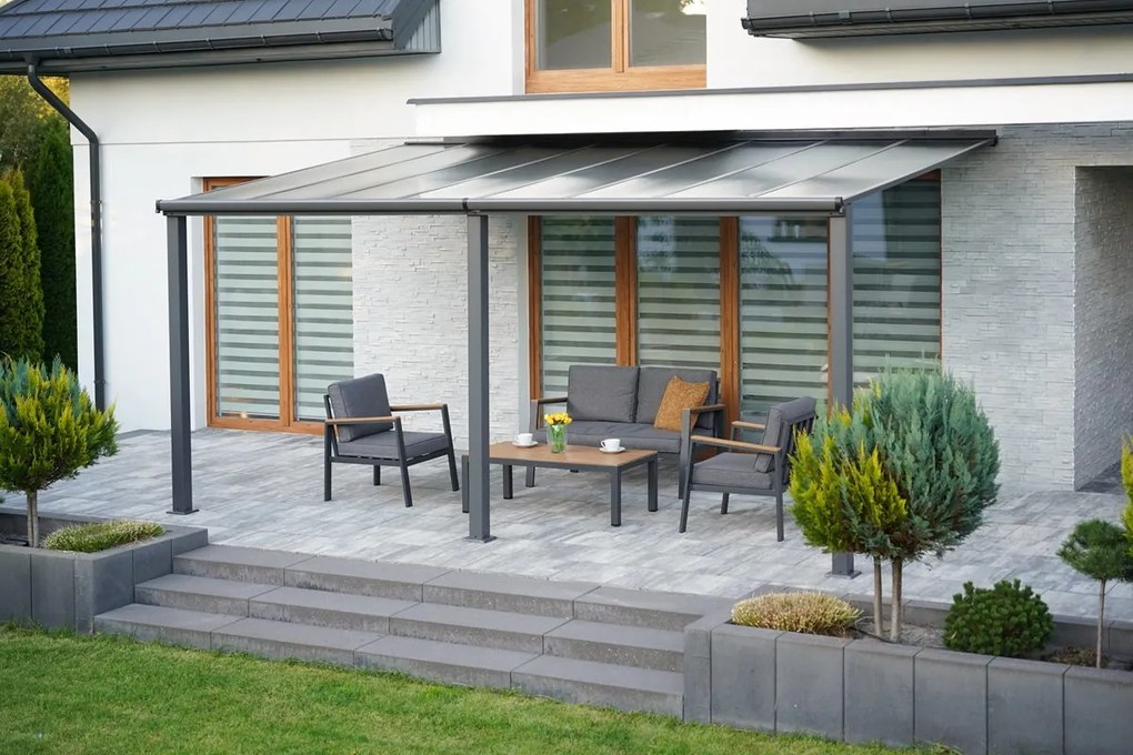 Aluminium terrasoverkapping 3 x 4 m Denver Garden Point antraciet