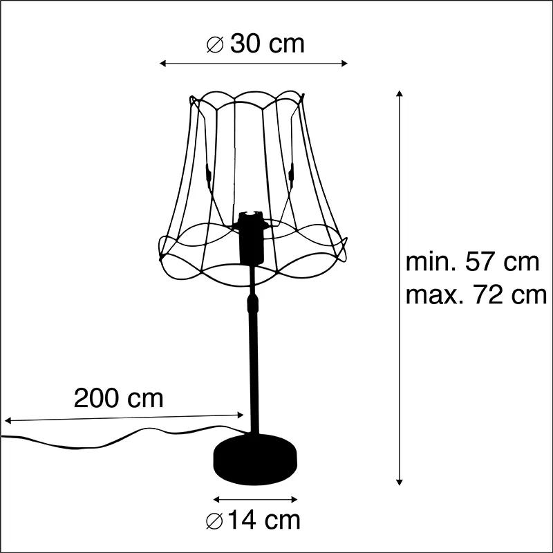 Tafellamp zwart met Granny Frame 30 cm verstelbaar - Parte Industriele / Industrie / Industrial Minimalistisch E27 Draadlamp cilinder / rond rond Binnenverlichting Lamp