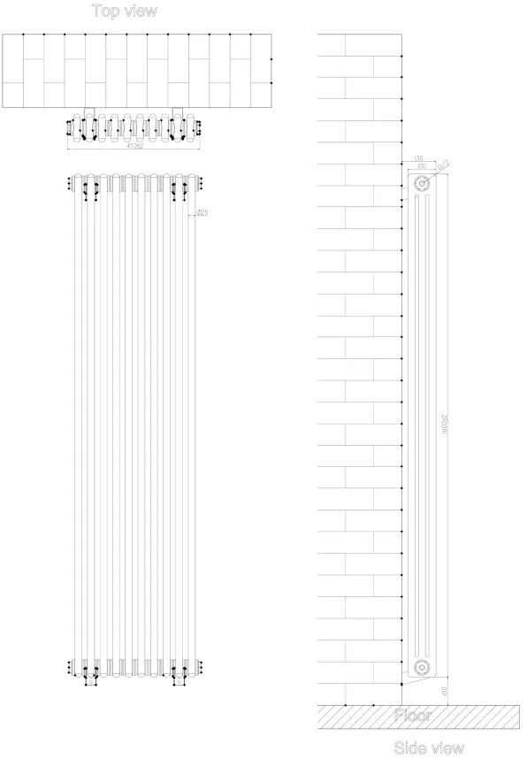Eastbrook Rivassa 3 koloms radiator 45x180cm staal 2605W zwart mat