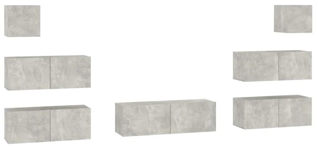 vidaXL 7-delige Tv-meubelset bewerkt hout betongrijs