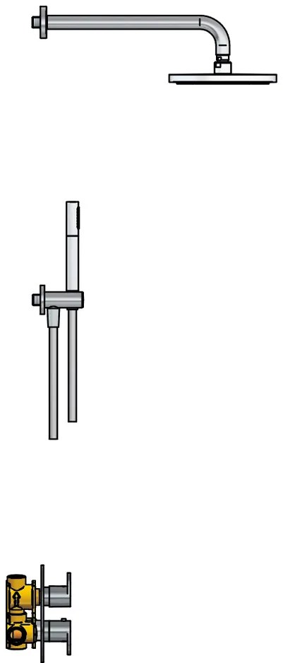 Hotbath Get Together IBS5AGN inbouwdouche met 30cm plafondbuis, 30cm hoofddouche en glijstang geborsteld nikkel